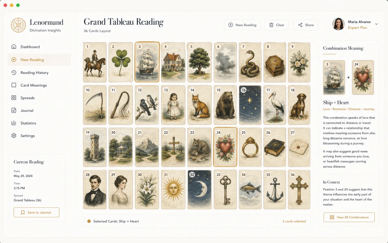 Lenormand Grand Tableau Widget